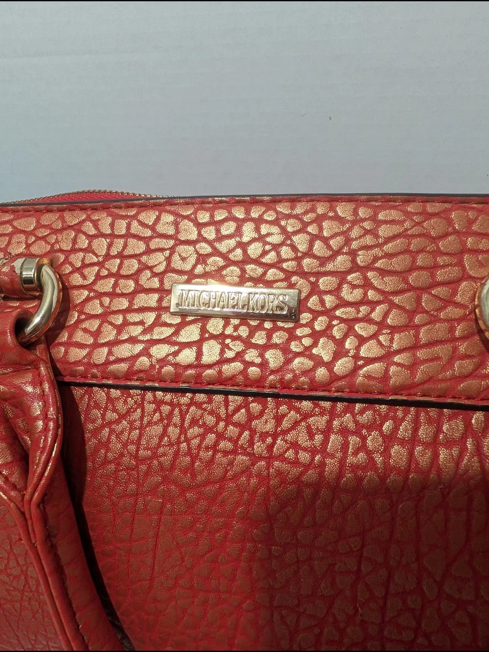 Michael Kors Textured Red Satchel Handbag